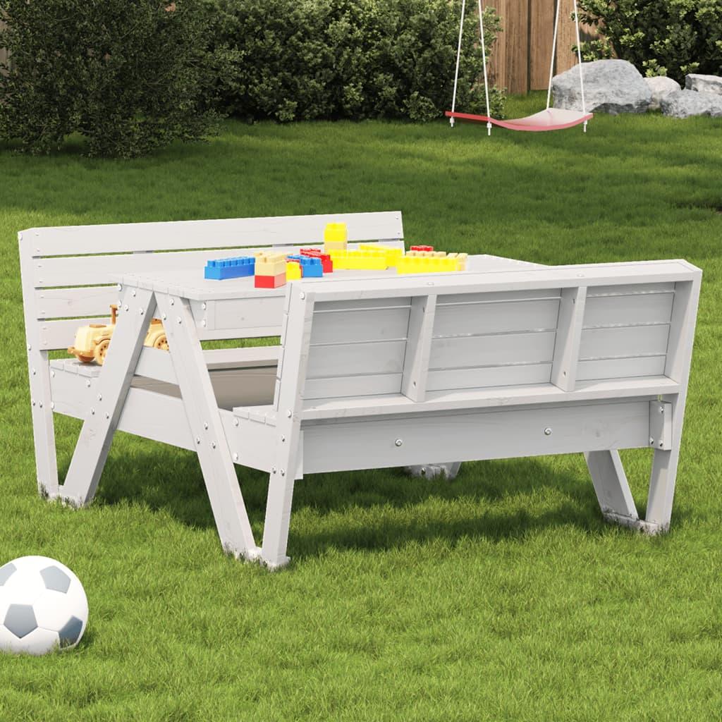 Picnicbord til børn 88x122x58 cm massivt fyrretræ hvid