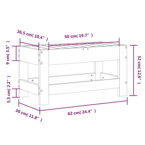 Haveskammel 62x30x32 cm massivt fyrretræ gyldenbrun