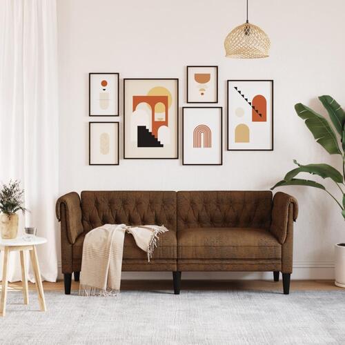 2-personers Chesterfield-sofa stof brun