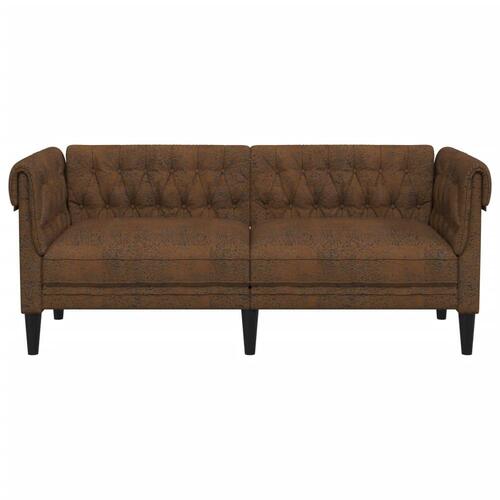 2-personers Chesterfield-sofa stof brun