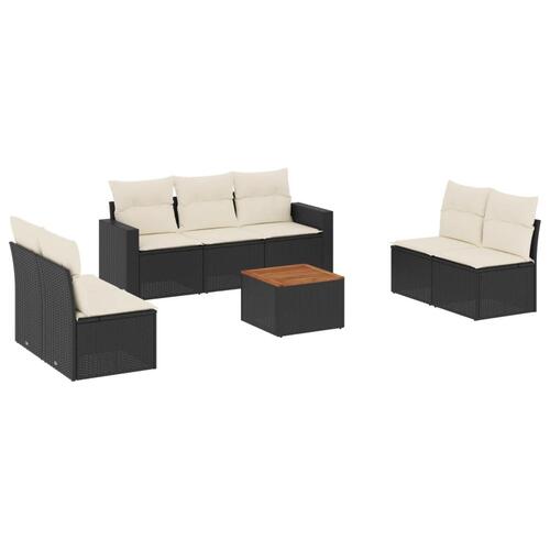 Sofasæt til haven 8 dele med hynder polyrattan sort