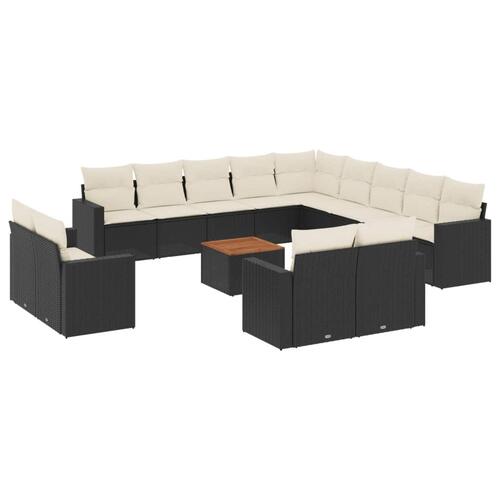 Sofasæt til haven 14 dele med hynder polyrattan sort