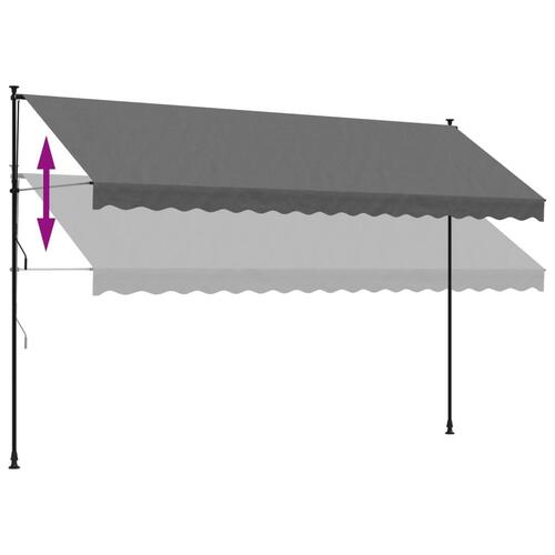 Markise 400x150 cm sammenrullelig stof og stål antracitgrå