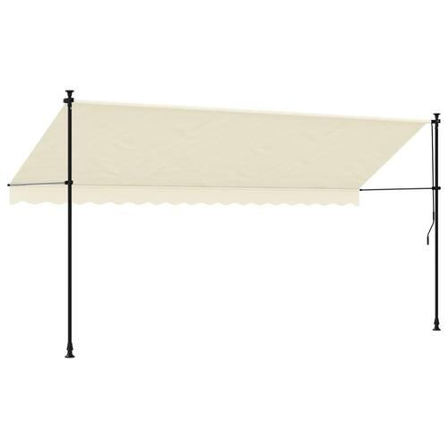 Markise 400x150 cm sammenrullelig stof og stål cremefarvet
