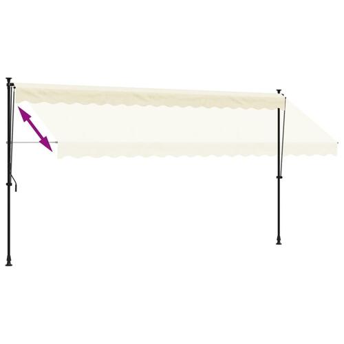 Markise 400x150 cm sammenrullelig stof og stål cremefarvet