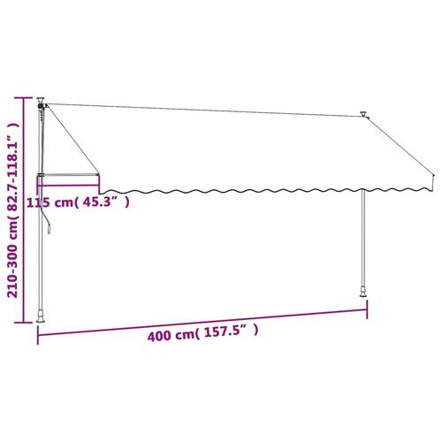 Markise 400x150 cm sammenrullelig stof og stål cremefarvet