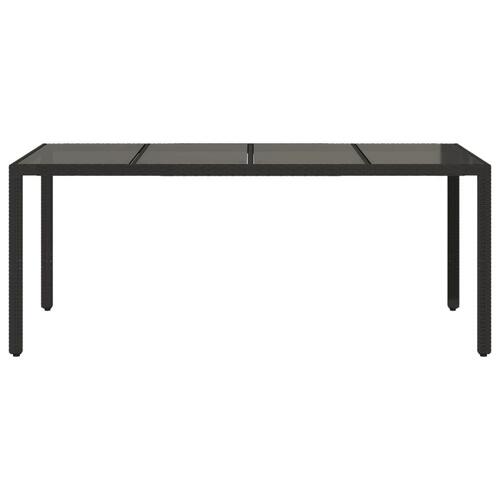 Havebord med glastop 150x90x75 cm polyrattan sort