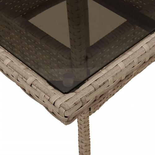Havebord med glastop 80x80x75 cm polyrattan beige