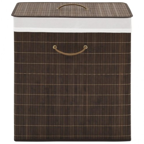 Vasketøjskurv i bambus - rektangulær, mørkebrun 52×32×60 cm