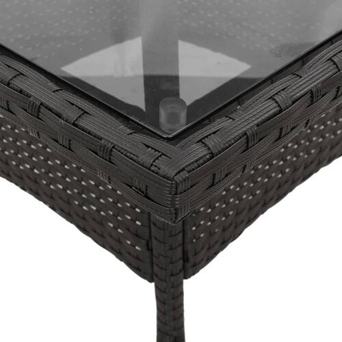 Havebord med glastop 80x80x75 cm polyrattan sort