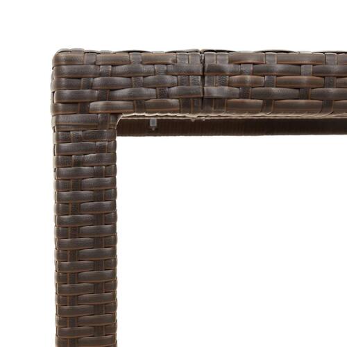 Havebord med glastop 90x90x75 cm polyrattan brun