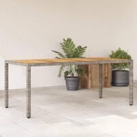 Havebord med akacietop 190x90x75 cm polyrattan grå