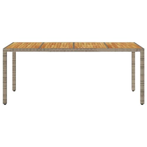 Havebord med akacietop 190x90x75 cm polyrattan grå