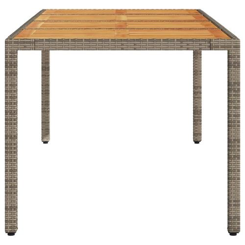 Havebord med akacietop 190x90x75 cm polyrattan grå