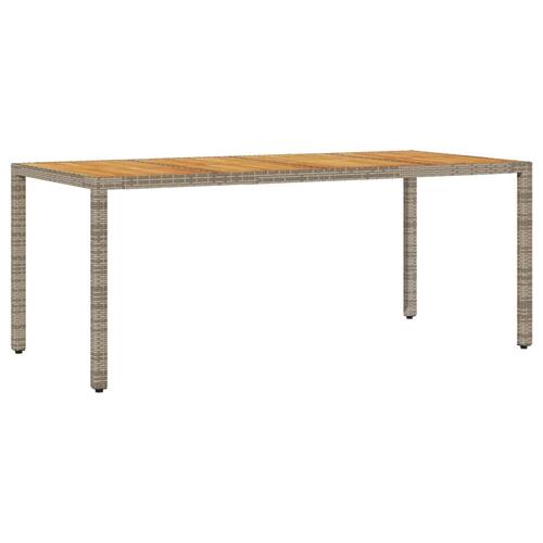 Havebord med akacietop 190x90x75 cm polyrattan grå