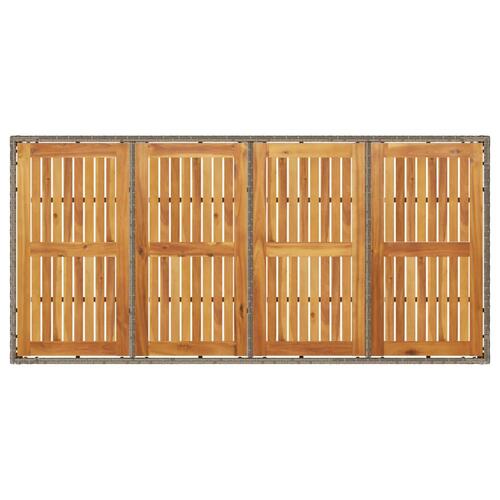 Havebord med akacietop 190x90x75 cm polyrattan grå