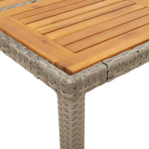 Havebord med akacietop 190x90x75 cm polyrattan grå
