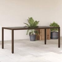 Havebord med glastop 190x90x75 cm polyrattan brun