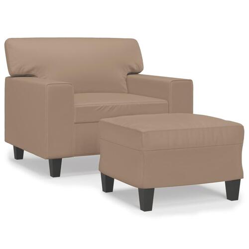 Sofastol med fodskammel 60 cm kunstlæder Cappuccino