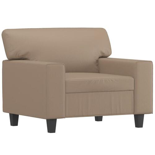 Sofastol med fodskammel 60 cm kunstlæder Cappuccino