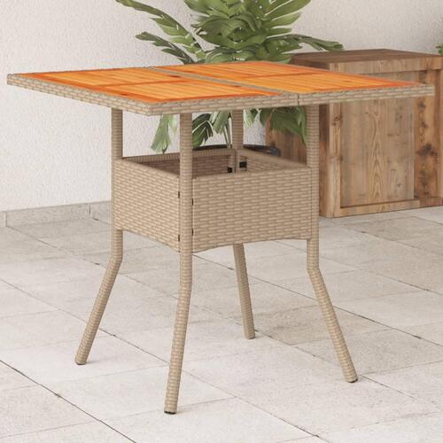 Havebord 80x80x75 cm polyrattan og akacietræ sort