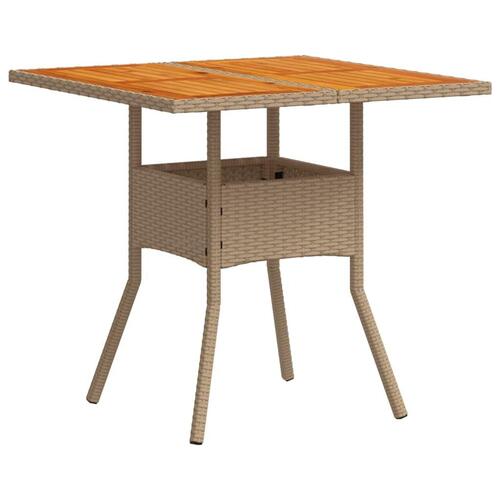 Havebord 80x80x75 cm polyrattan og akacietræ sort