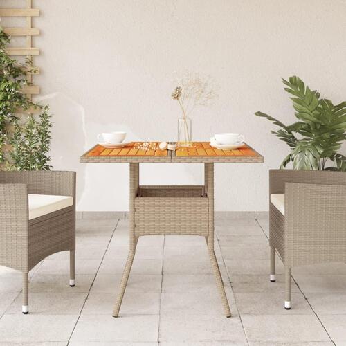 Havebord 80x80x75 cm polyrattan og akacietræ sort