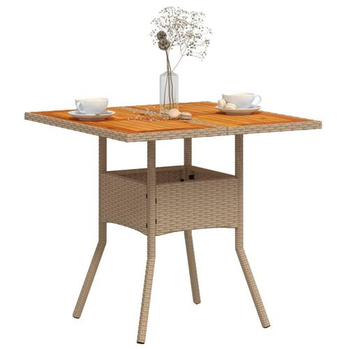 Havebord 80x80x75 cm polyrattan og akacietræ sort