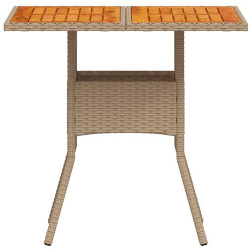 Havebord 80x80x75 cm polyrattan og akacietræ sort