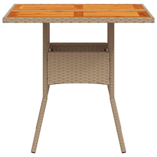 Havebord 80x80x75 cm polyrattan og akacietræ sort