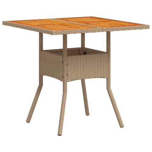 Havebord 80x80x75 cm polyrattan og akacietræ sort