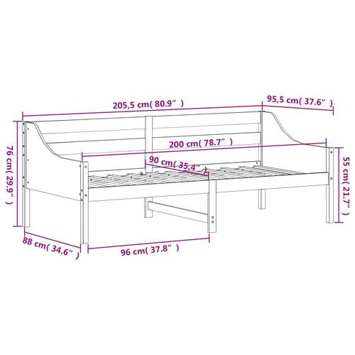 Daybed 90x200 cm massivt fyrretræ gyldenbrun