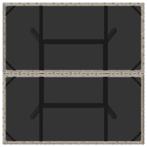 Havebord med glastop 80x80x75 cm polyrattan lysegrå