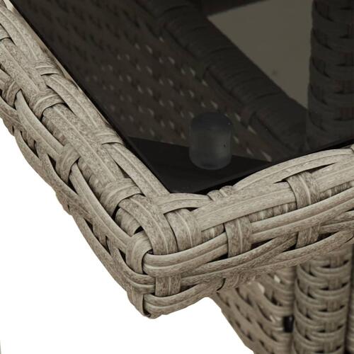 Havebord med glastop 80x80x75 cm polyrattan lysegrå