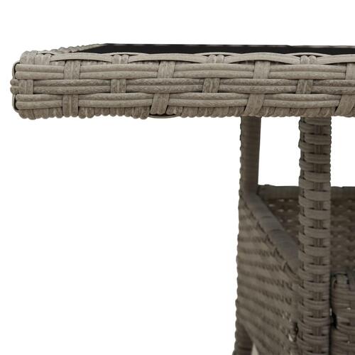 Havebord med glastop 80x80x75 cm polyrattan lysegrå
