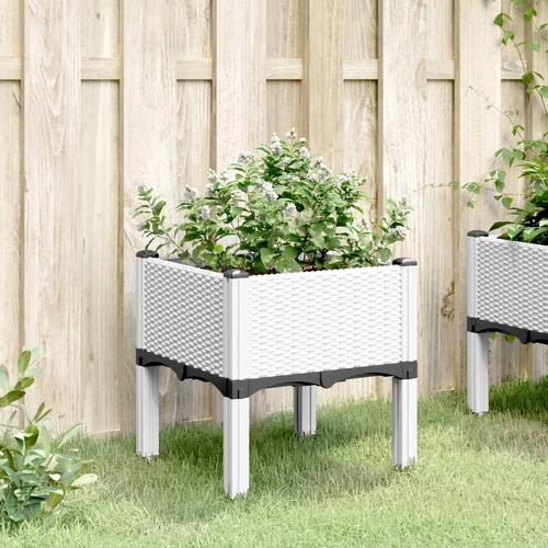 Plantekasse med ben 40x40x42 cm PP hvid