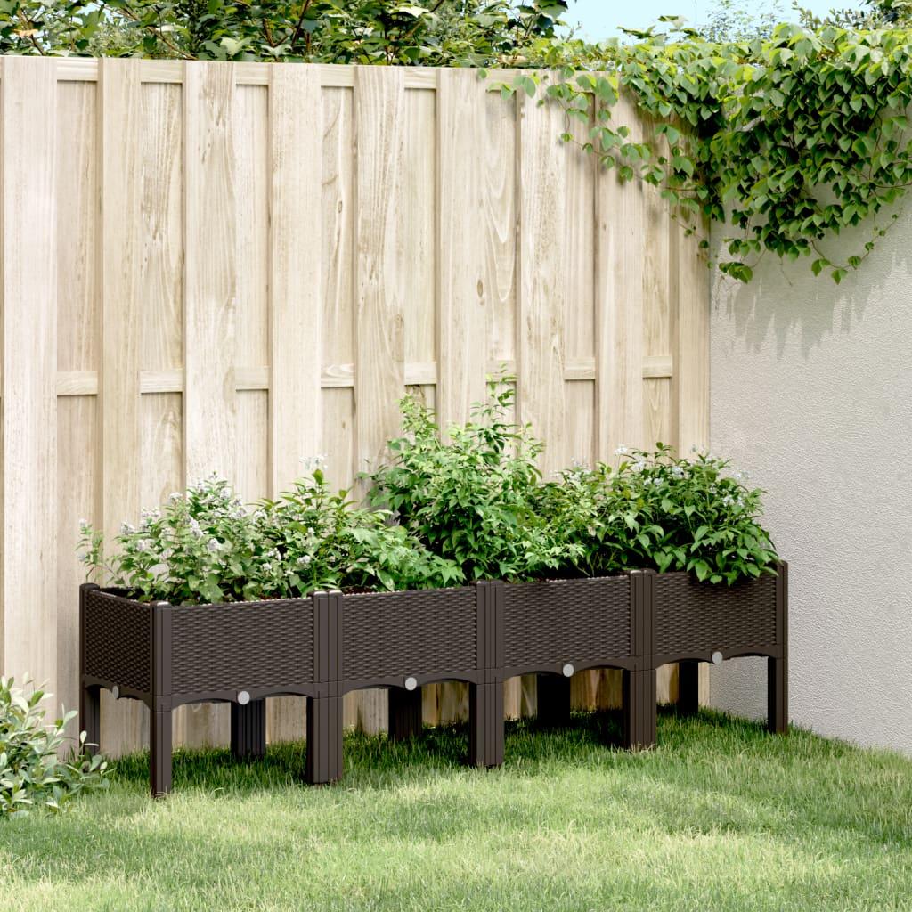 Plantekasse med ben 160x40x42 cm PP brun
