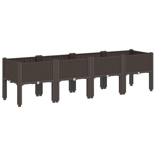 Plantekasse med ben 160x40x42 cm PP brun