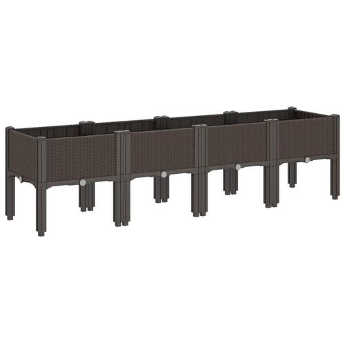 Plantekasse med ben 160x40x42 cm PP brun