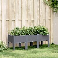 Plantekasse med ben 120x40x42 cm PP grå