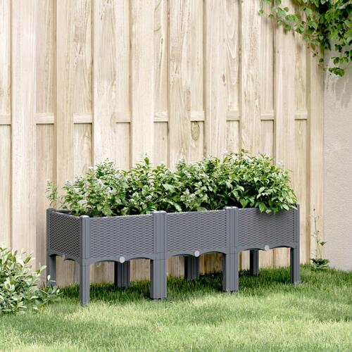 Plantekasse med ben 120x40x42 cm PP grå
