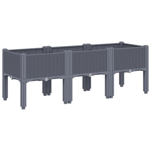 Plantekasse med ben 120x40x42 cm PP grå