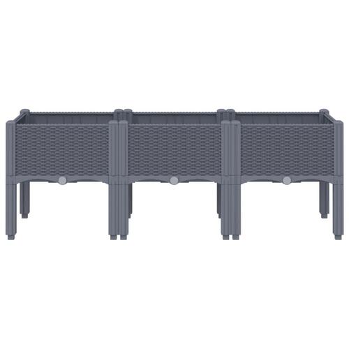 Plantekasse med ben 120x40x42 cm PP grå