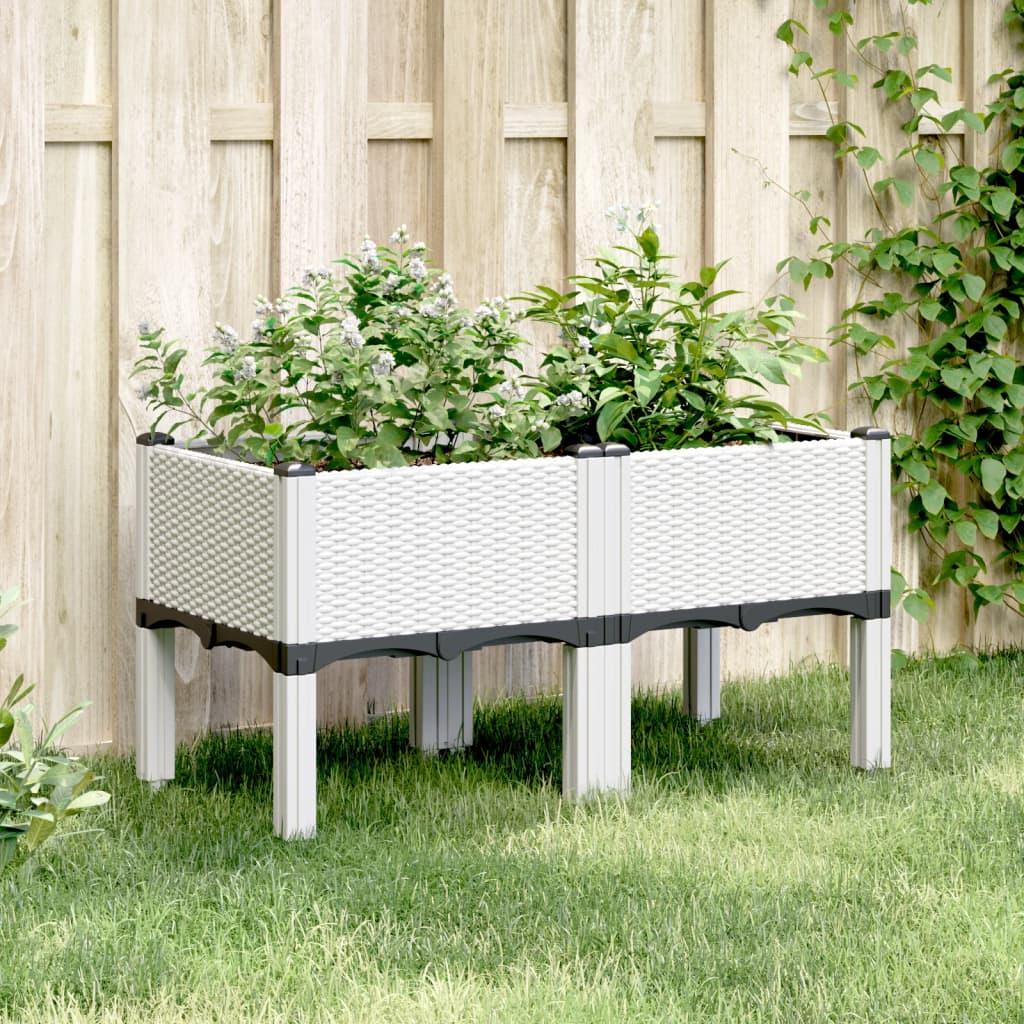 Plantekasse med ben 80x40x42 cm PP hvid