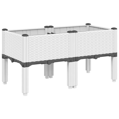 Plantekasse med ben 80x40x42 cm PP hvid