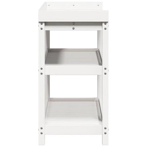 Plantebord med hylder 108x45x86,5 cm massivt fyrretræ hvid