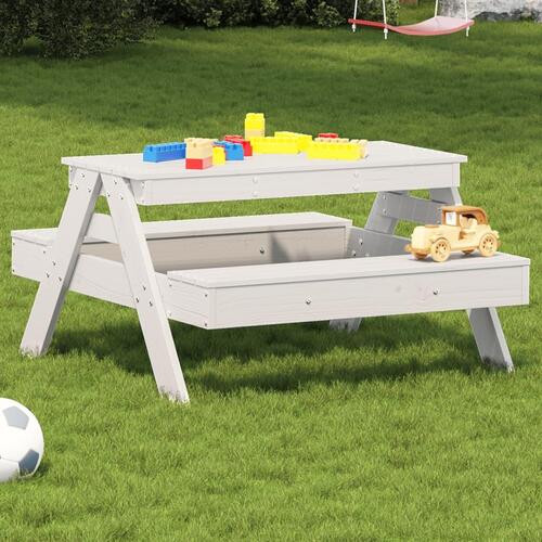 Picnicbord til børn 88x97x52 cm massivt fyrretræ hvid