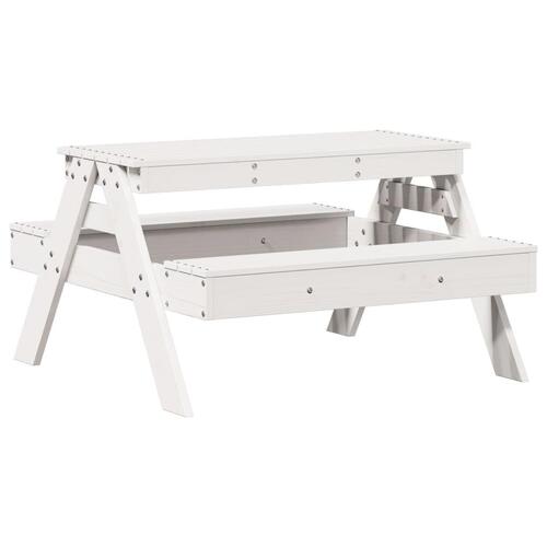 Picnicbord til børn 88x97x52 cm massivt fyrretræ hvid