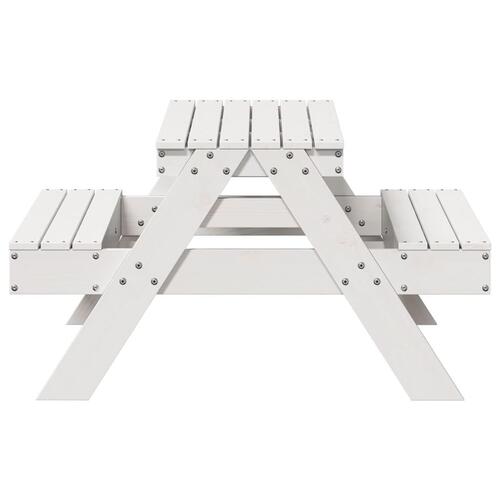 Picnicbord til børn 88x97x52 cm massivt fyrretræ hvid