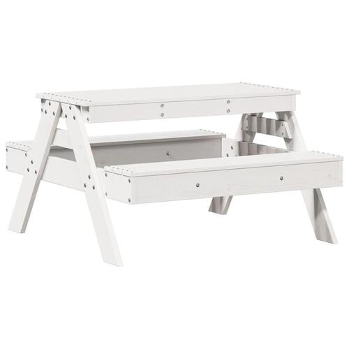 Picnicbord til børn 88x97x52 cm massivt fyrretræ hvid